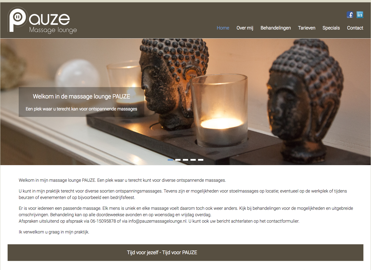 WebMagix portfolio Pauze Massage Lounge